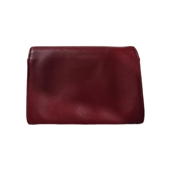 Vintage Red Leather Clutch Wallet Crossbody Bag Purse, Rhinestones - Picture 2 of 6